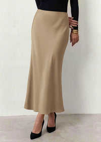 PRETTYGARDEN Women's 2026 Fall Fashion Maxi Long Skirts Trendy Silk Satin High Waisted A Line Mermaid Business Casual Outfits
