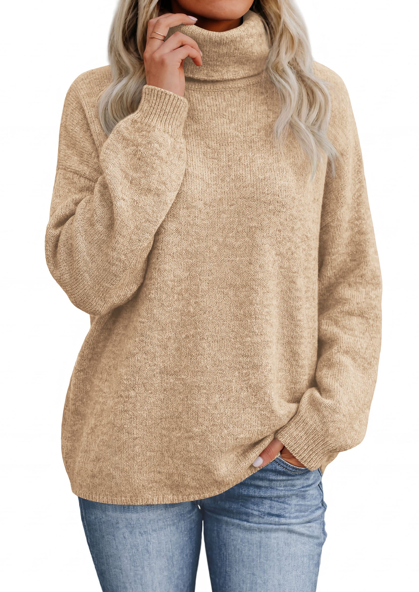 PRETTYGARDEN Women's Winter Turtleneck Sweaters Oversized Warm Pullover  Cozy Chunky Knit Sweater, Long Sleeve Tunic, Loose Fit Dressy Casual Tops, Trendy Fall Fashion Clothing, Holiday Outfits