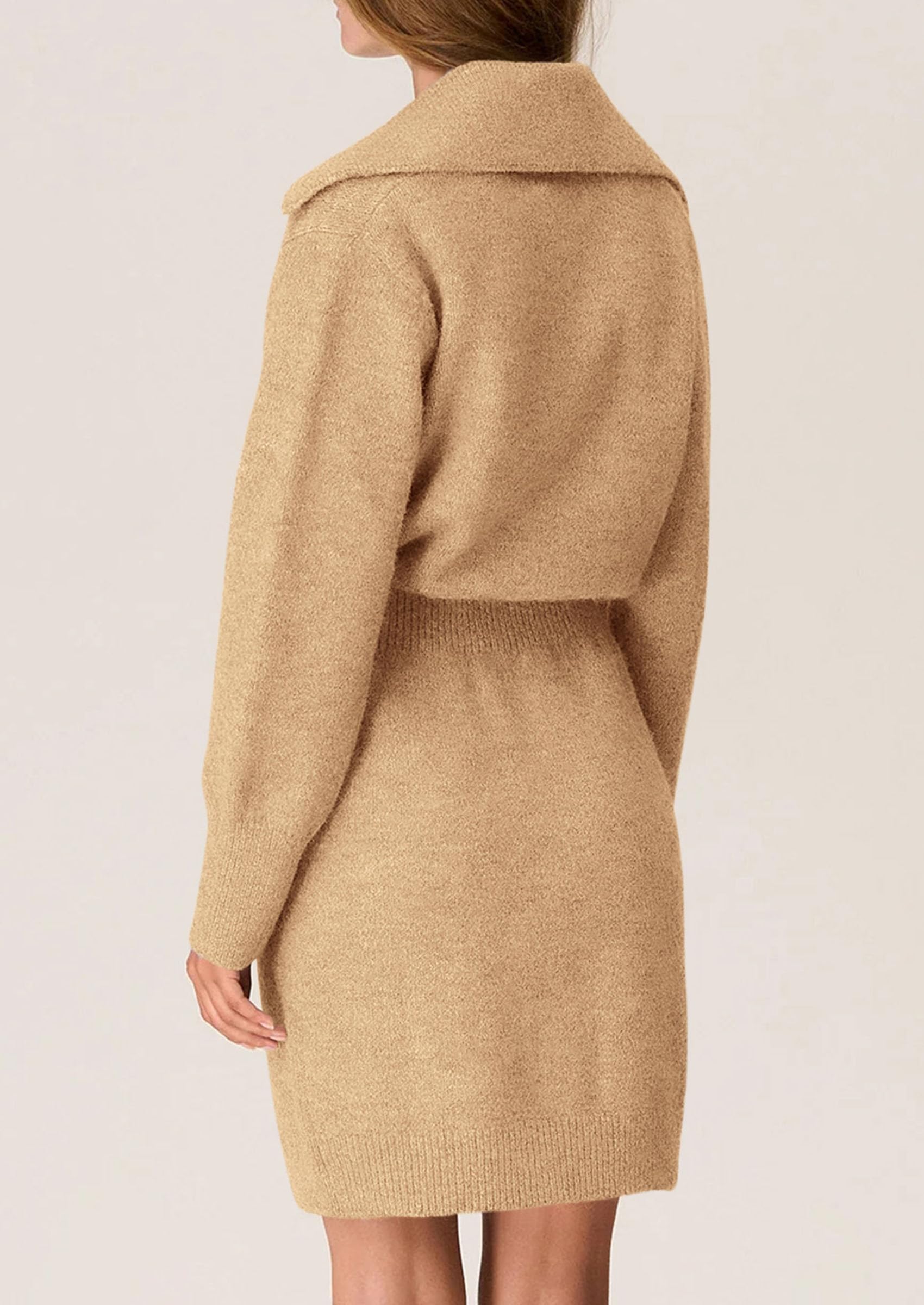 PRETTYGARDEN Sweater Dresses for Women Trendy Long Sleeve Button Down Short Spring Dress