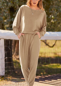 PRETTYGARDEN Women's Fall 2 Piece Lounge Set Long Sleeve Tops Ribbed Pants Spring Matching Sweatsuit Travel Outfits Clothes