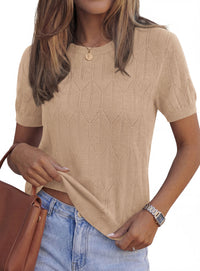 PRETTYGARDEN Women's 2026 Spring Short Sleeve Sweater Knit Going Out Tops Work Shirts Trendy Summer Business Casual Outfits