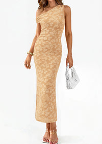 PRETTYGARDEN Womens Floral One Shoulder Maxi Dress 2026 Summer Spring Bodycon Ruched Side Slit Elegant Cocktail Party Dresses PRETTYGARDEN