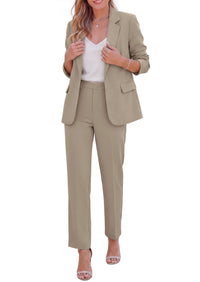 PRETTYGARDEN Two Piece Sets for Women Dressy Pant Suits | Lapel Blazer,Straight Leg Dress Pants,Professional Interview Suit Set,Business Casual Outfits,Office Work Clothes,Fall Winter