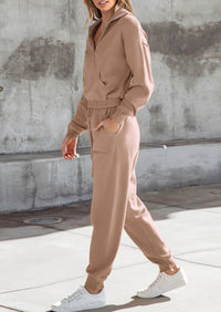 PRETTYGARDEN Women's 2 Piece Sweater Set Pullover Zip Up Sweatshirt Jogger Sweatpants Tracksuit Casual Outfit