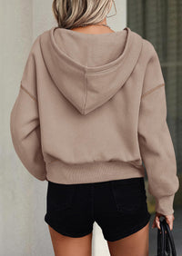 PRETTYGARDEN Women's Hooded Sweatshirts Long Sleeve Half Zip Cropped Hoodie Pullover Winter Fashion Clothes