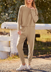 PRETTYGARDEN Women's Fall 2 Piece Lounge Set Long Sleeve Tops Ribbed Pants Spring Matching Sweatsuit Travel Outfits Clothes