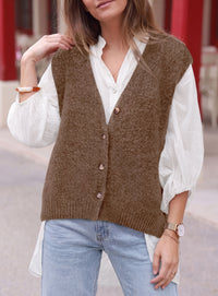 PRETTYGARDEN Womens Fall Sleeveless Button Down Sweater Vest  Soft Knit Fabric, Fashion Deep V Neck, Casual Loose Fit Sweater, Going Out Outfits, 2026 Trendy Winter Clothes
