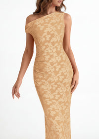 PRETTYGARDEN Womens Floral One Shoulder Maxi Dress 2026 Summer Spring Bodycon Ruched Side Slit Elegant Cocktail Party Dresses PRETTYGARDEN