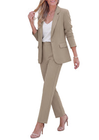 PRETTYGARDEN Two Piece Sets for Women Dressy Pant Suits | Lapel Blazer,Straight Leg Dress Pants,Professional Interview Suit Set,Business Casual Outfits,Office Work Clothes,Fall Winter