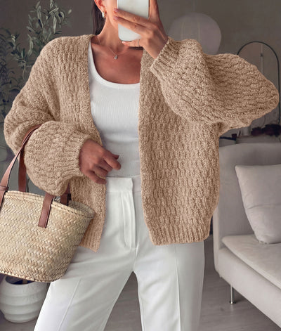 PRETTYGARDEN Women's Fall Cardigan Open Front Chunky Sweaters | Cozy Stretchy Knitwear, Long Sleeve Drop Shoulder, Loose Fit Crochet Jacket, Trendy Holiday Outfits, Warm Winter Clothing