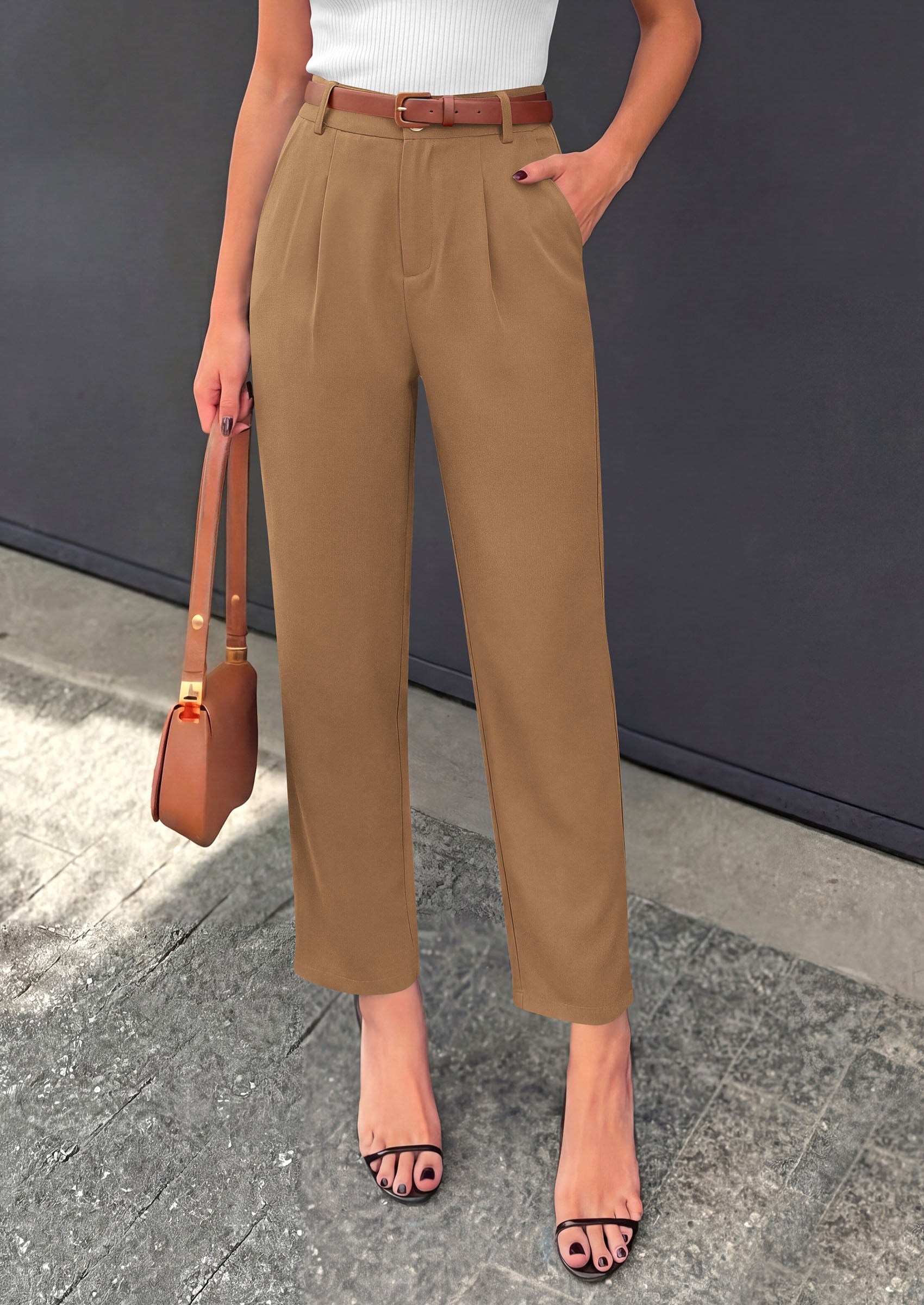 PRETTYGARDEN Womens Dress Pants Summer 2026 Work Clothes Tapered High Waisted Trousers Slacks Pockets Business Casual Outfits