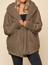 PRETTYGARDEN Women's Winter Warm Coats Hooded Faux Fur Sherpa Jacket  Fuzzy Fleece, Thumb Holes, Long Sleeve Pockets, Teddy Bear Jackets, Trendy Casual Fall Clothes, Holiday Going Out Outfits