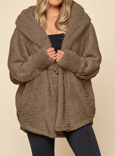 PRETTYGARDEN Women's Winter Warm Coats Hooded Faux Fur Sherpa Jacket  Fuzzy Fleece, Thumb Holes, Long Sleeve Pockets, Teddy Bear Jackets, Trendy Casual Fall Clothes, Holiday Going Out Outfits