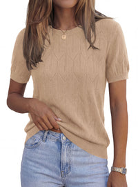 PRETTYGARDEN Women's 2026 Spring Short Sleeve Sweater Knit Going Out Tops Work Shirts Trendy Summer Business Casual Outfits
