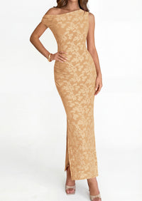 PRETTYGARDEN Womens Floral One Shoulder Maxi Dress 2026 Summer Spring Bodycon Ruched Side Slit Elegant Cocktail Party Dresses PRETTYGARDEN