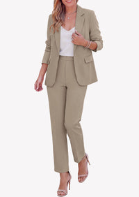 PRETTYGARDEN Two Piece Sets for Women Dressy Pant Suits | Lapel Blazer,Straight Leg Dress Pants,Professional Interview Suit Set,Business Casual Outfits,Office Work Clothes,Fall Winter