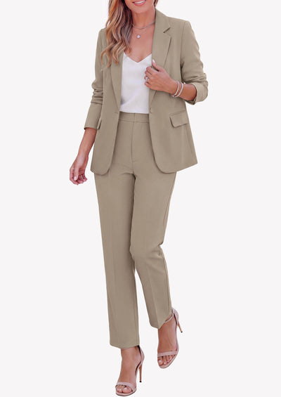 PRETTYGARDEN Two Piece Sets for Women Dressy Pant Suits | Lapel Blazer,Straight Leg Dress Pants,Professional Interview Suit Set,Business Casual Outfits,Office Work Clothes,Fall Winter