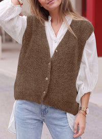 PRETTYGARDEN Womens Fall Sleeveless Button Down Sweater Vest  Soft Knit Fabric, Fashion Deep V Neck, Casual Loose Fit Sweater, Going Out Outfits, 2026 Trendy Winter Clothes