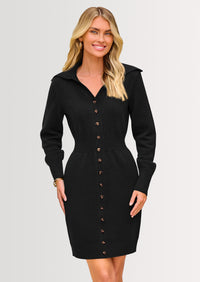 PRETTYGARDEN Sweater Dresses for Women Trendy Long Sleeve Button Down Short Spring Dress