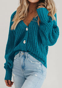 PRETTYGARDEN Women's Chunky Knit Open Front Sweater Long Sleeve Button Loose Short Cardigan Outerwear Coats