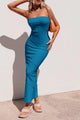 Ribbed Maxi Bodycon Summer Strapless Tube Y2K Party Club Long Dress