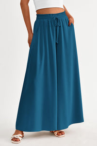 Summer Wide Leg High Waisted Flowy Pockets Palazzo Pants