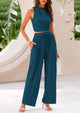 2 Piece Outfits Ribbed Knit Lounge Sets Tracksuit Sleeveless Crop Tank Tops Wide Leg Casual Pants