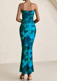 Womens Summer Printed Tube Maxi Dress Strapless Bodycon Sleeveless Night Out Long Dresses