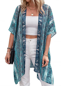 PRETTYGARDEN Summer Kimonos for Women Boho Floral Short Sleeve Kimono Cardigans Swimsuit Beach Cover Ups for Women Swimwear PRETTYGARDEN