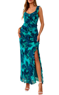 PRETTYGARDEN Women's Summer Spaghetti Strap Maxi Dress Sleeveless Side Slit Mesh Cocktail Dresses Beach Vacation Sundress PRETTYGARDEN