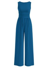 PRETTYGARDEN One Piece Jumpsuits for Women Dressy Casual Sleeveless Crewneck Wide Leg Rompers Jumpers Vacation Summer Outfits