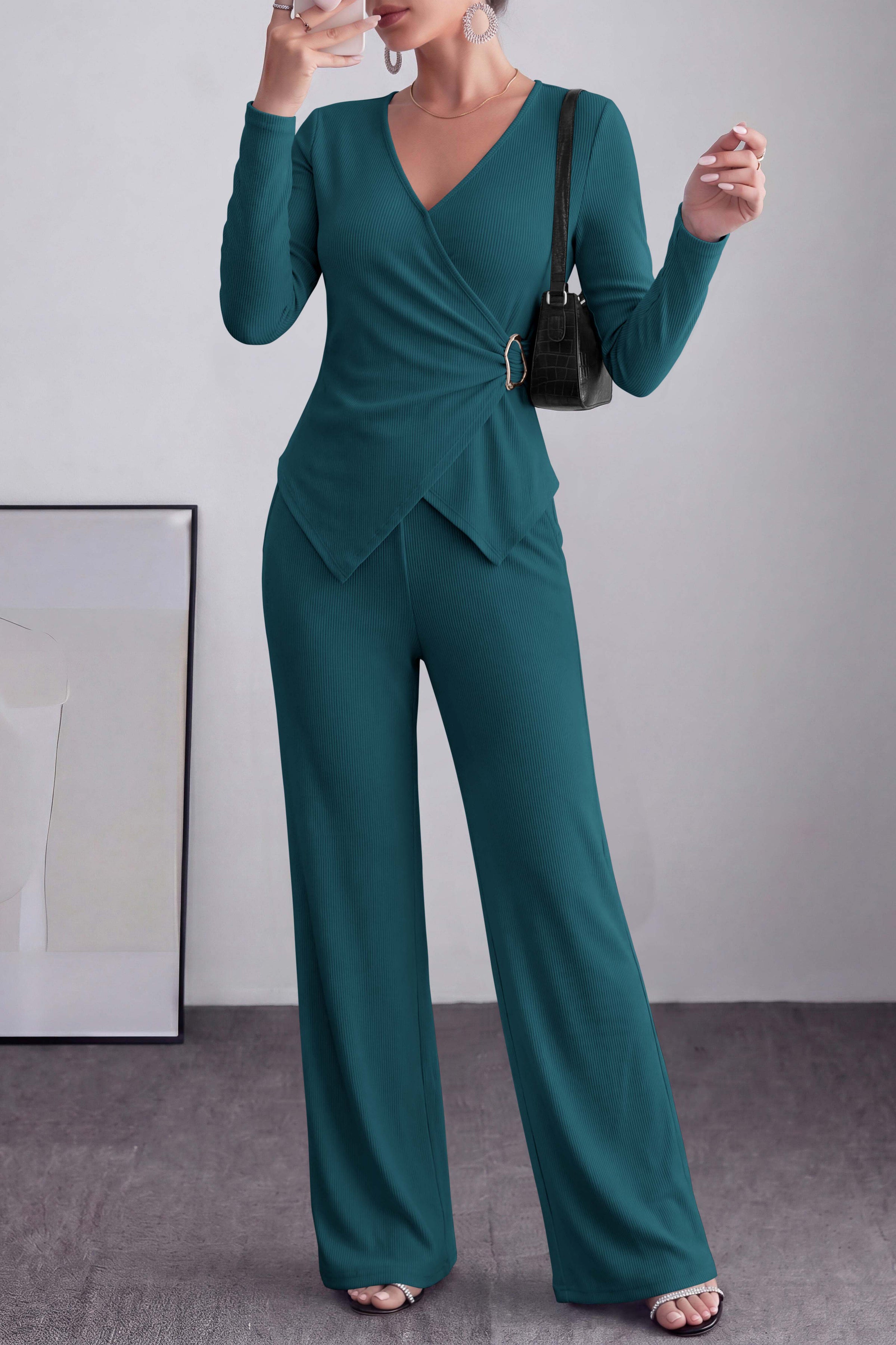 PRETTYGARDEN Women Fall 2 Piece LoungeWear Pant Sets