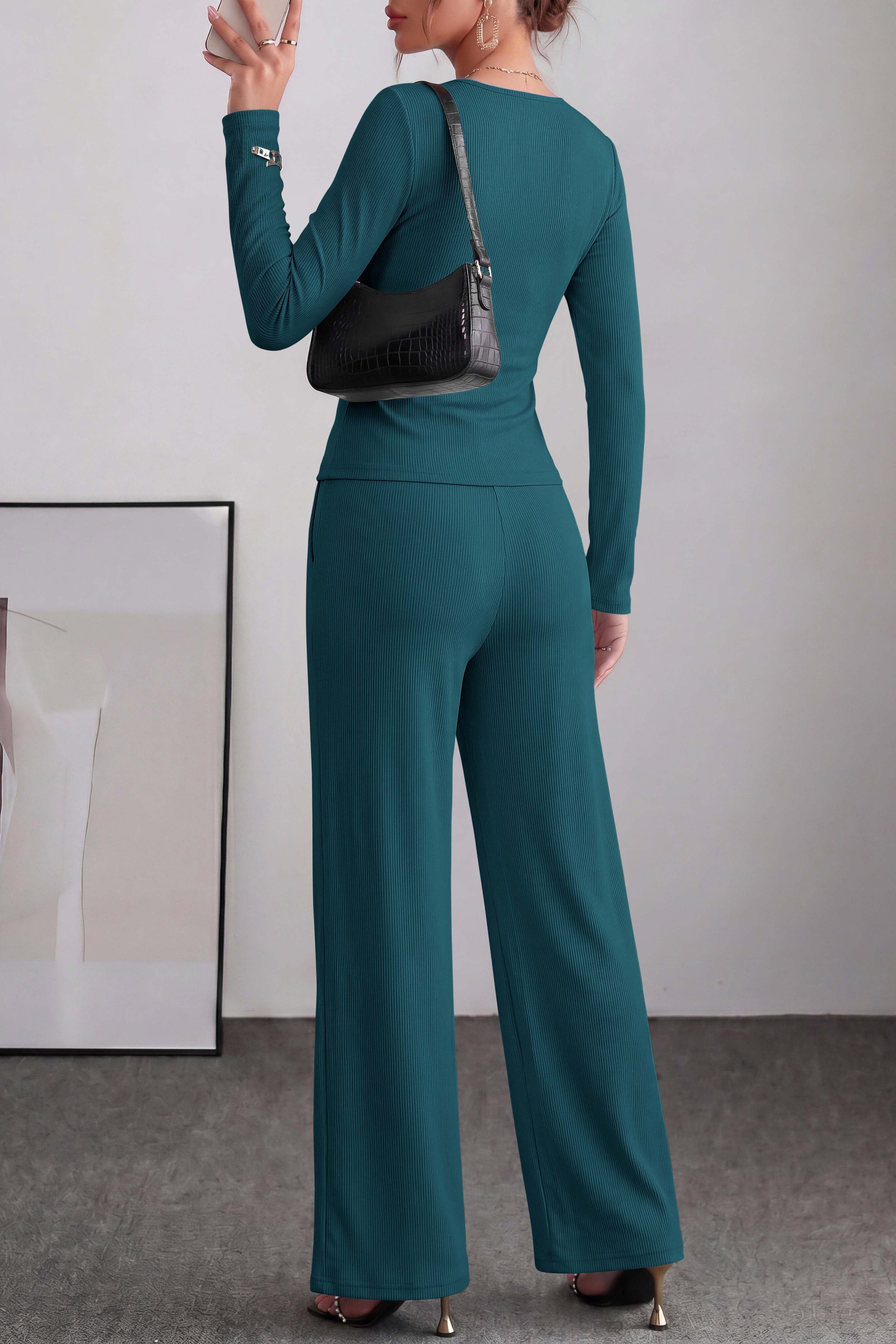 PRETTYGARDEN Women Fall 2 Piece LoungeWear Pant Sets
