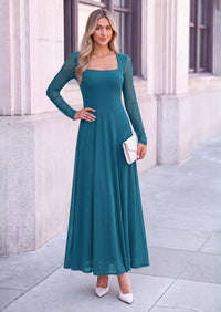 PRETTYGARDEN Women's Flowy Maxi Mesh Fall Cocktail Wedding Guest Dresses