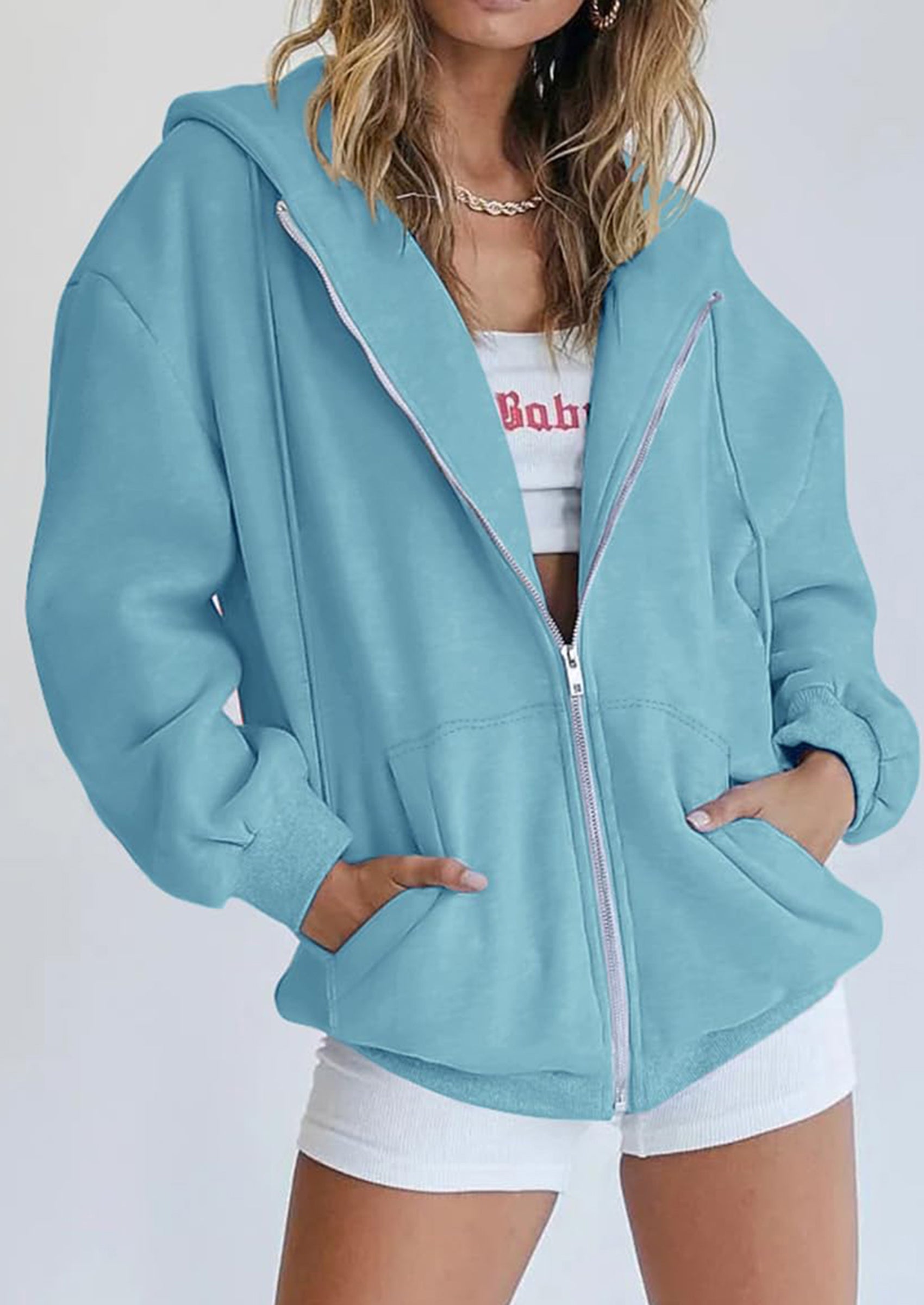 PRETTYGARDEN Women's Zip Up Y2K Hoodies Casual Long Sleeve Sweatshirts Fall Spring Track Jackets with Pockets