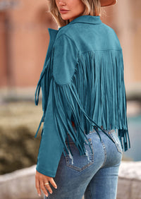 PRETTYGARDEN Women's Fringe Faux Suede Leather Jackets Fashion Tassel Motorcycle Cropped Coats