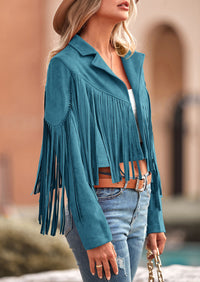 PRETTYGARDEN Women's Fringe Faux Suede Leather Jackets Fashion Tassel Motorcycle Cropped Coats