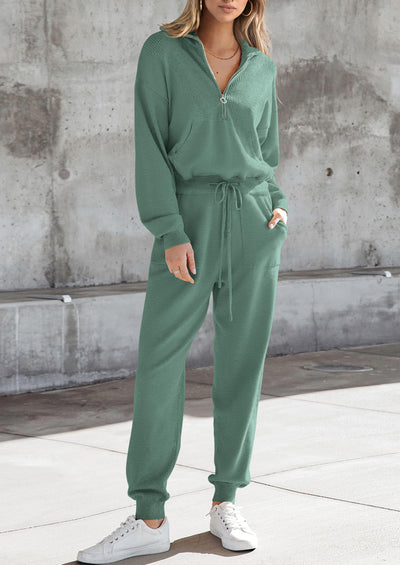 PRETTYGARDEN Women's 2 Piece Sweater Set Pullover Zip Up Sweatshirt Jogger Sweatpants Tracksuit Casual Outfit