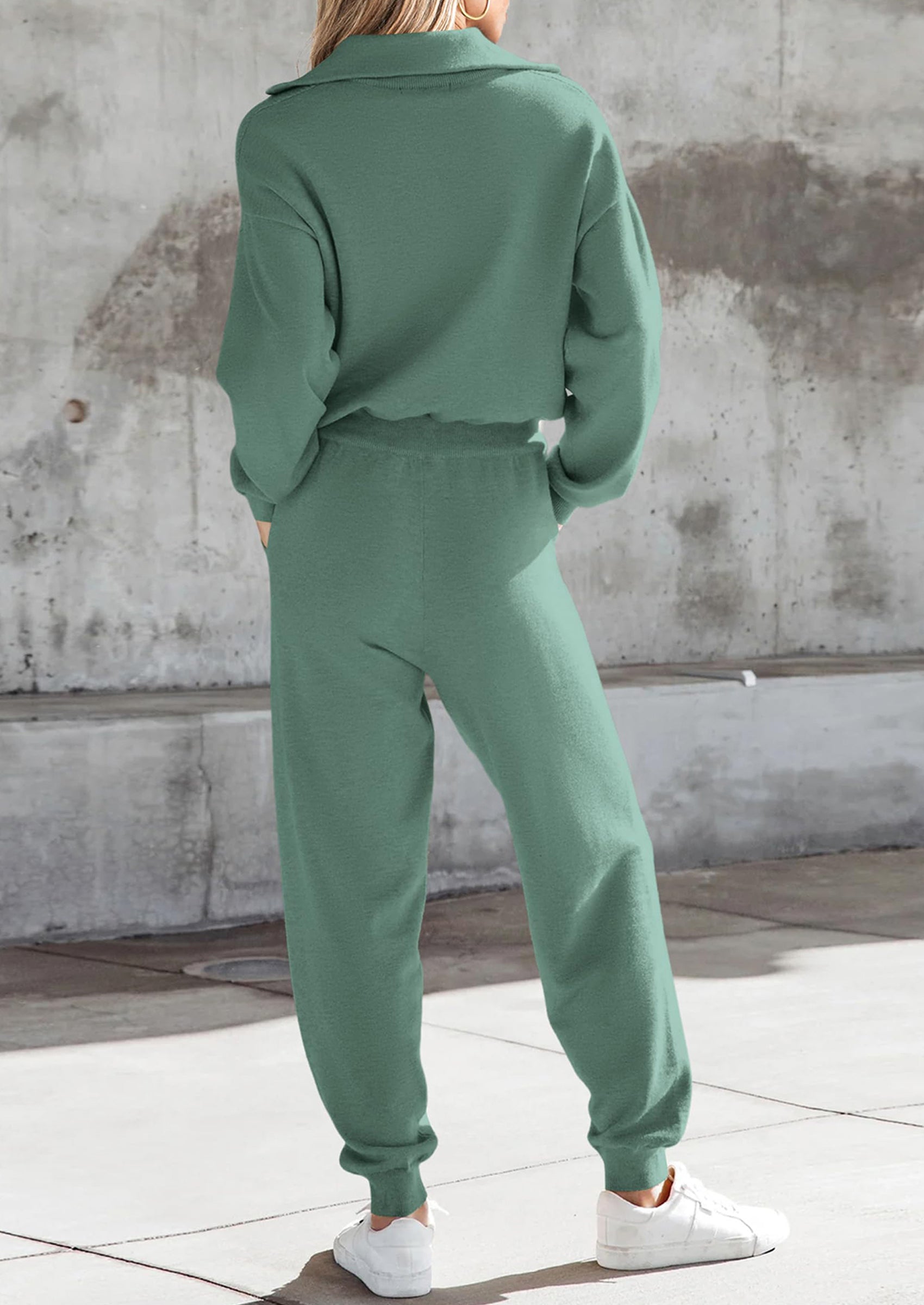 PRETTYGARDEN Women's 2 Piece Sweater Set Pullover Zip Up Sweatshirt Jogger Sweatpants Tracksuit Casual Outfit