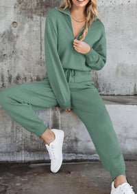 PRETTYGARDEN Women's 2 Piece Sweater Set Pullover Zip Up Sweatshirt Jogger Sweatpants Tracksuit Casual Outfit