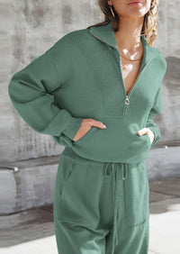 PRETTYGARDEN Women's 2 Piece Sweater Set Pullover Zip Up Sweatshirt Jogger Sweatpants Tracksuit Casual Outfit