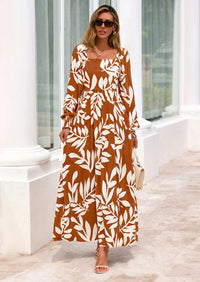 PRETTYGARDEN Women Floral Maxi Dresses Spring Long Sleeve Square Neck Boho A Line Wedding Guest Casual Flowy Long Dress