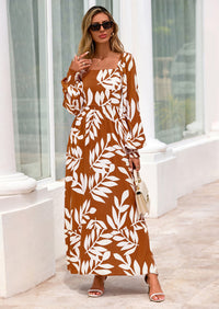 PRETTYGARDEN Women Floral Maxi Dresses Spring Long Sleeve Square Neck Boho A Line Wedding Guest Casual Flowy Long Dress