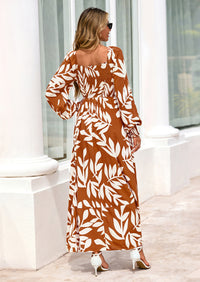 PRETTYGARDEN Women Floral Maxi Dresses Spring Long Sleeve Square Neck Boho A Line Wedding Guest Casual Flowy Long Dress