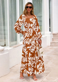 PRETTYGARDEN Women Floral Maxi Dresses Spring Long Sleeve Square Neck Boho A Line Wedding Guest Casual Flowy Long Dress