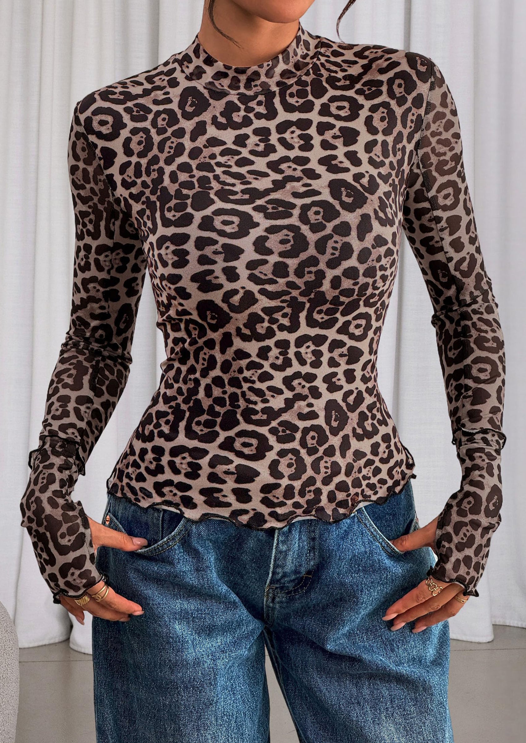 PRETTYGARDEN Womens Fall Mesh Floral Blouses Long Sleeve Going Out Tops Slim Fitted Shirts Date Night Outfits