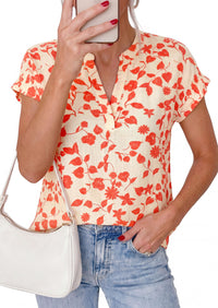 PRETTYGARDEN Womens Floral Print Short Sleeve Summer Tops Trendy V Neck Loose Boho Shirts Casual Work Blouses PRETTYGARDEN