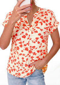 PRETTYGARDEN Womens Floral Print Short Sleeve Summer Tops Trendy V Neck Loose Boho Shirts Casual Work Blouses PRETTYGARDEN