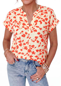 PRETTYGARDEN Womens Floral Print Short Sleeve Summer Tops Trendy V Neck Loose Boho Shirts Casual Work Blouses PRETTYGARDEN