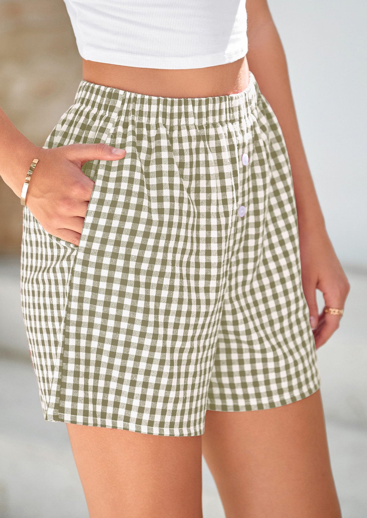 Womens Boxer Shorts 2025 Summer Casual Lounge Sleep Gingham Pajama Y2K Plaid Short Pants with Pockets